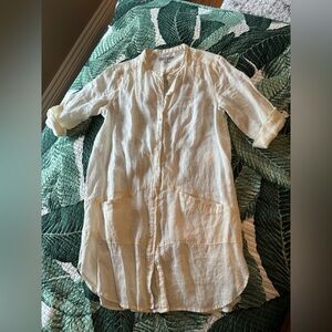 PROJECT BRAND WHITE LINEN SHIRT SZ M